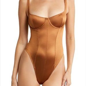SKIMS SATIN BRONZE BODYSUIT SZ XS NWT